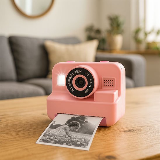 Appareil photo enfant avec carte joli rose