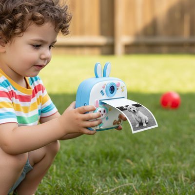 Appareil photo enfant lapinou-chandail rayures