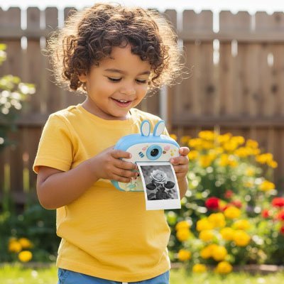 Appareil photo enfant-lapinou debout