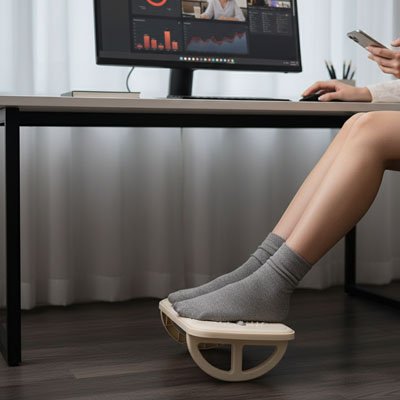Repose pieds a bascule chaussettes grises