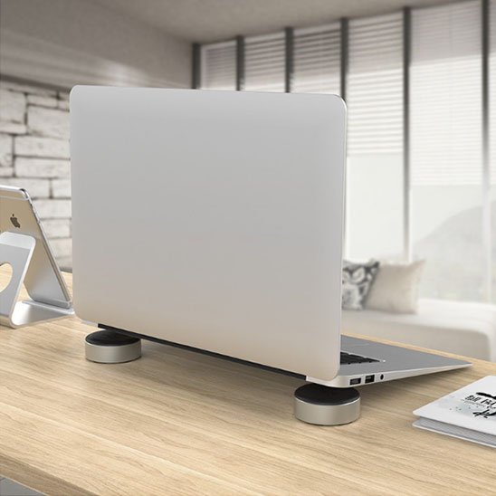 Support ordinateur portable rond vue dos