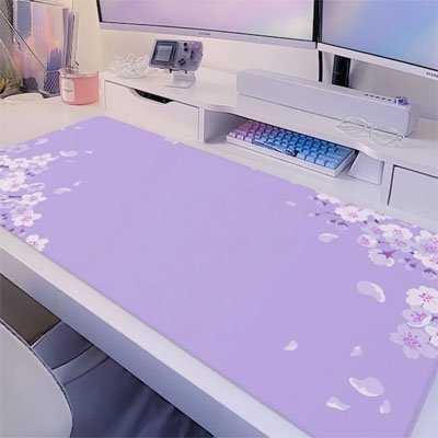 Tapis de souris rectangle fleuri côté clavier