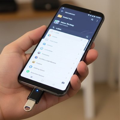 adaptateur usb c FastConnect Type C mâle vers USB 3.0 femelle modèle branché sur téléphone