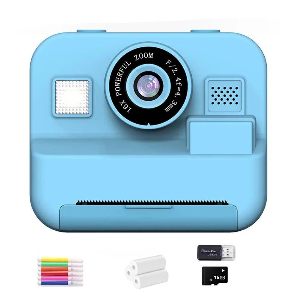 Appareil photo enfant Éducatif Robuste modèle bleu avec accessoires 16GB