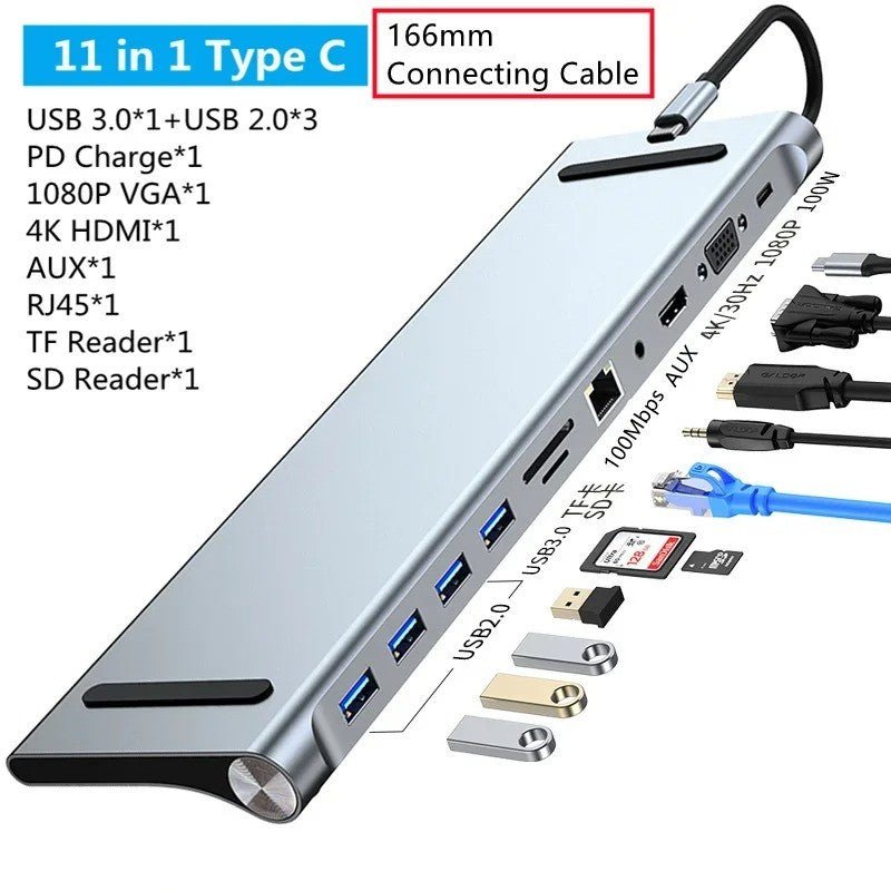 Hub USB MultiConnect 11-12 ports modèle 11 en 1 Type C