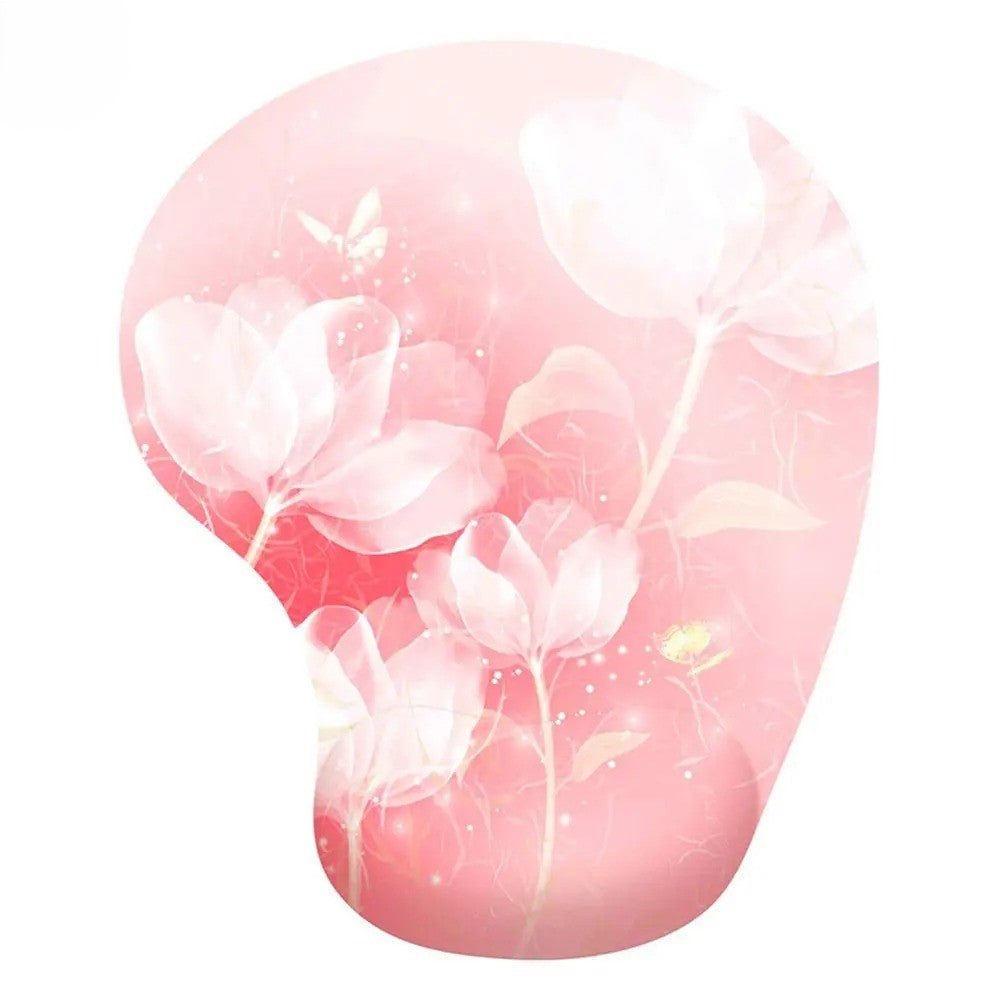 Tapis de souris ergonomique ComfortWrist modèle rose à fleurs